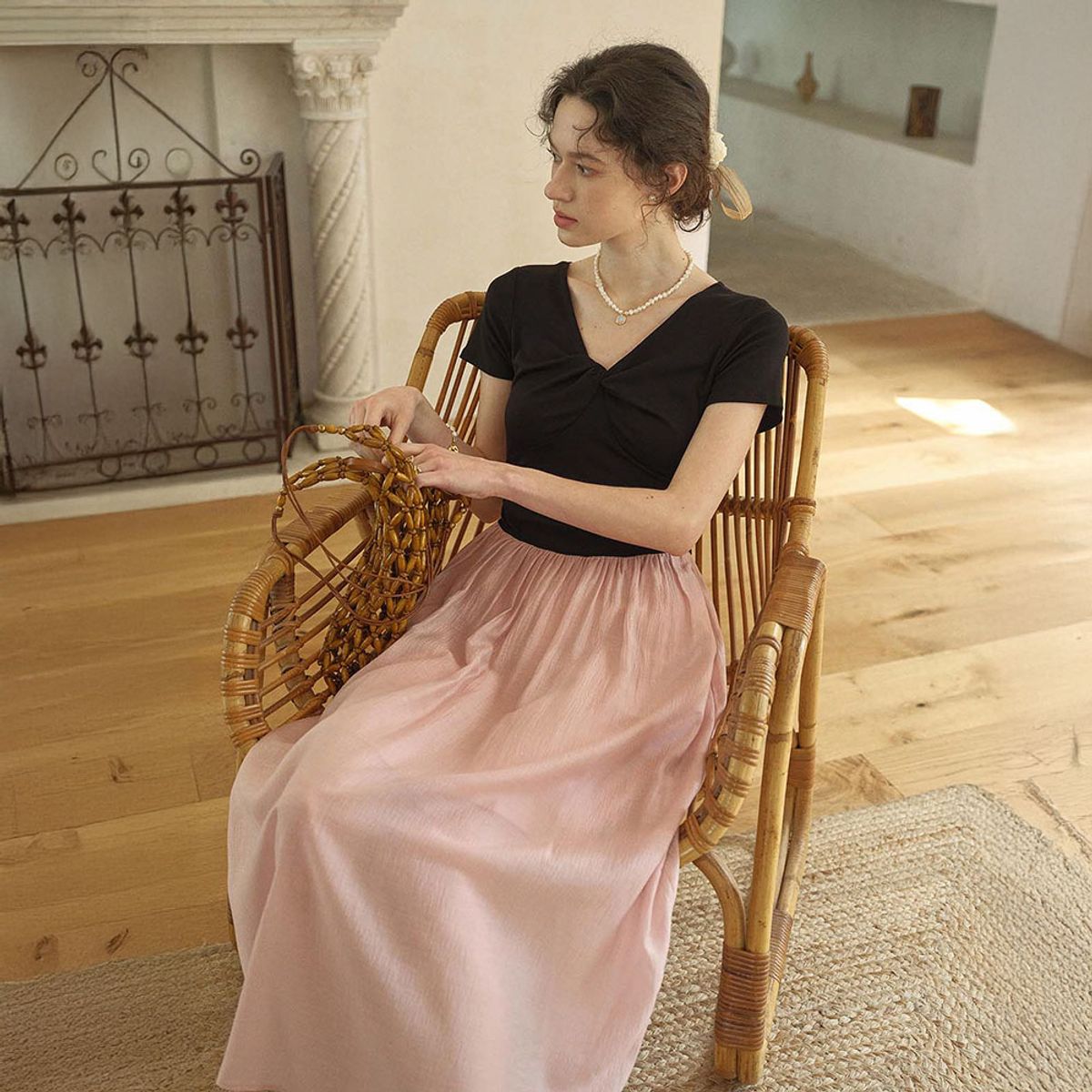 심플레트로(SIMPLE RETRO) SR_Waist fake two-piece dress