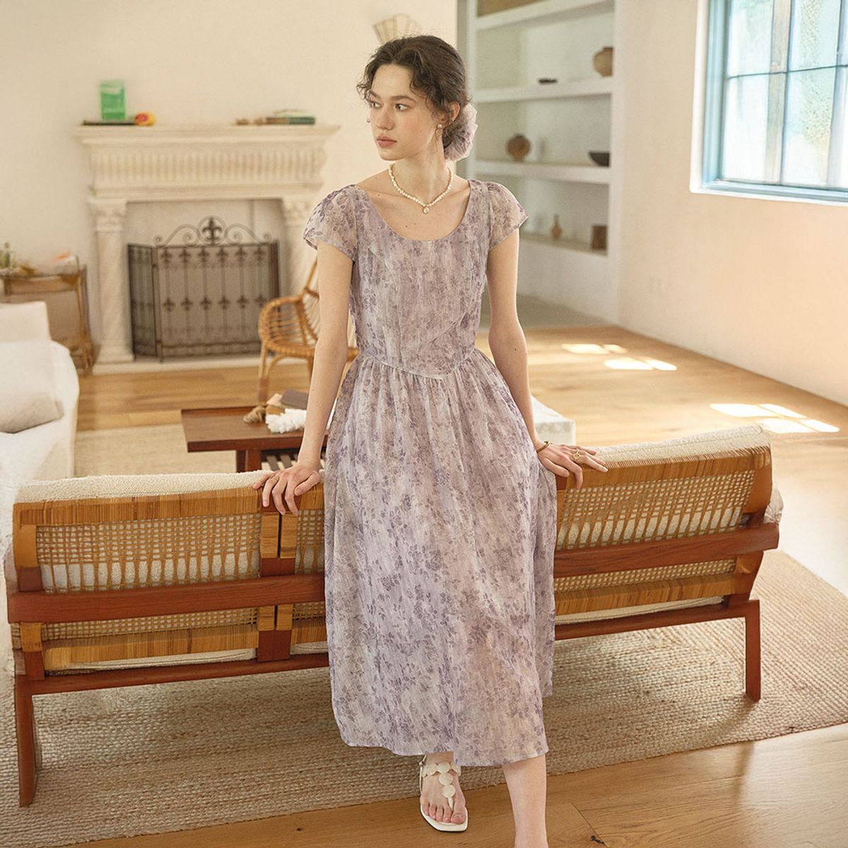 심플레트로(SIMPLE RETRO) SR_Rose jacquard round dress