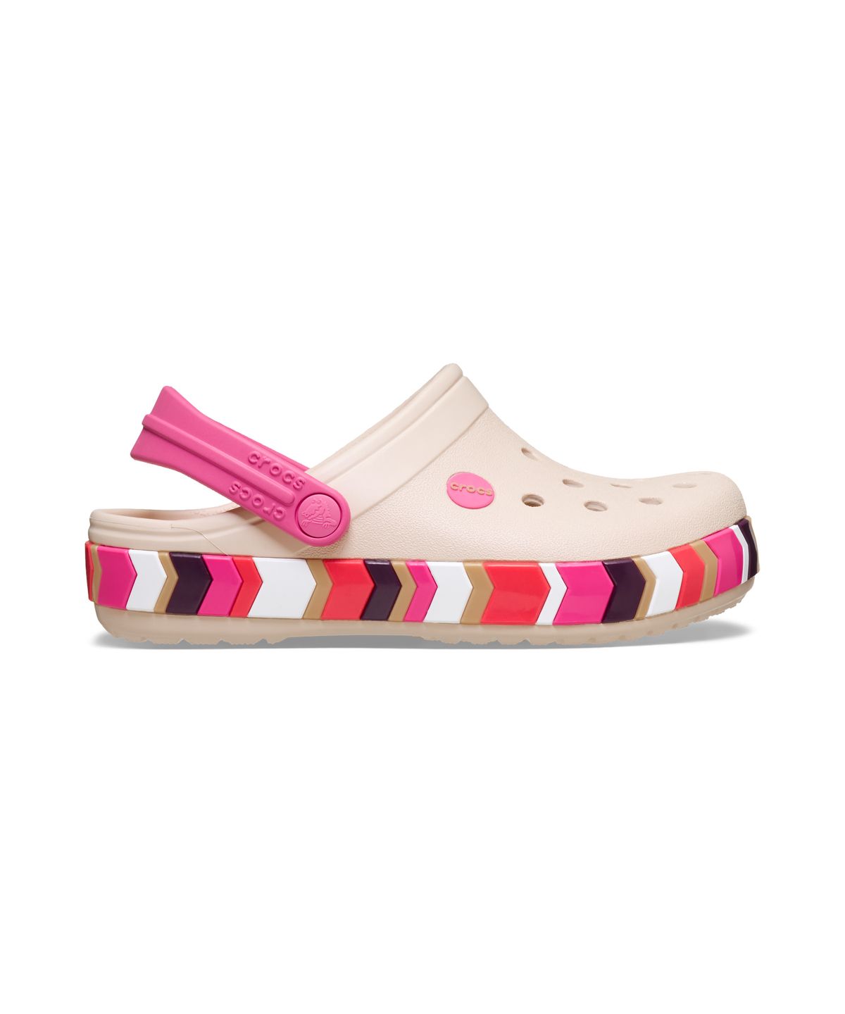 크록스키즈(CROCS KIDS) 크록밴드 쉐브론 밴드 클로그 키즈 - 프라페/콰이어트 로즈 / 213839-2QC