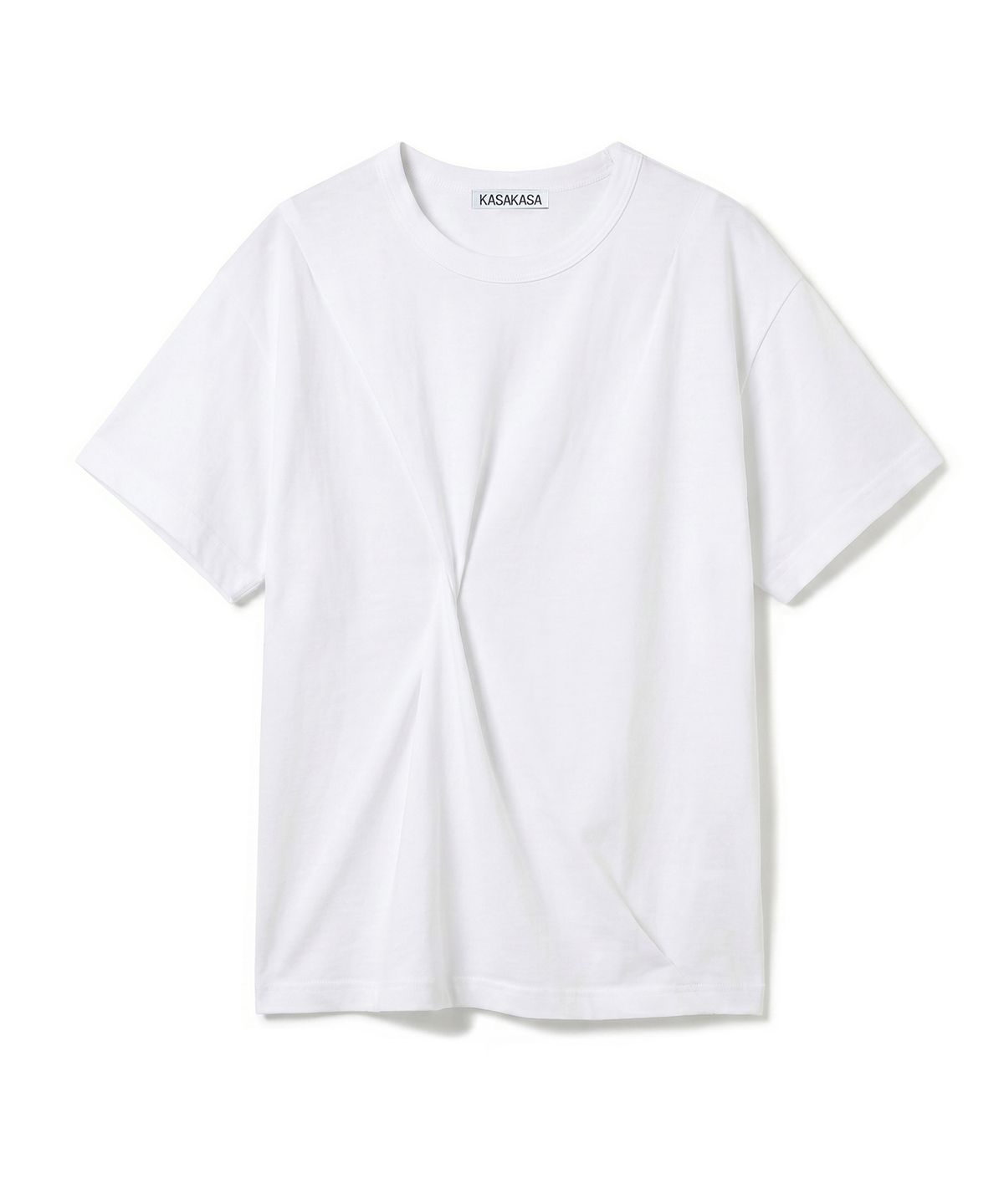 카사카사(KASAKASA) White Asym Draped T-Shirt