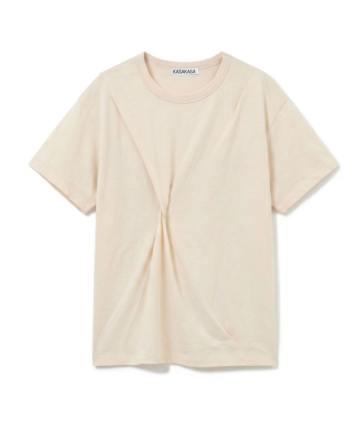 카사카사(KASAKASA) Beige Asym Draped T-Shirt