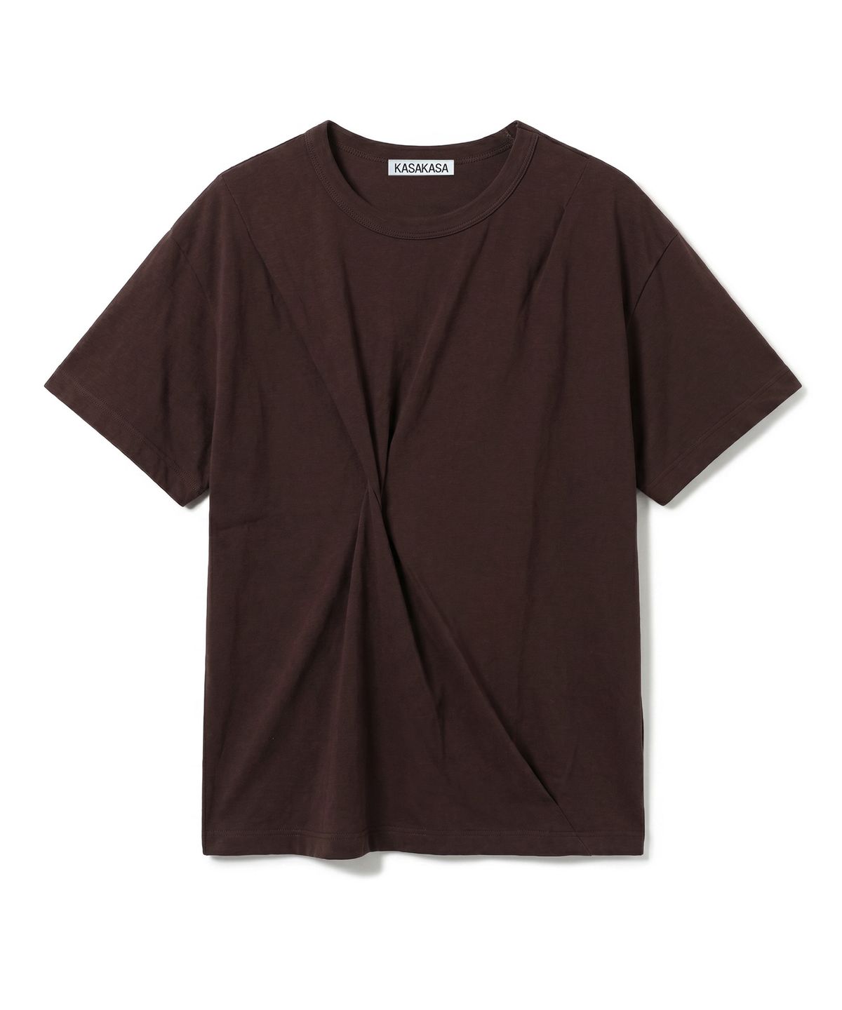 카사카사(KASAKASA) Brown Asym Draped T-Shirt
