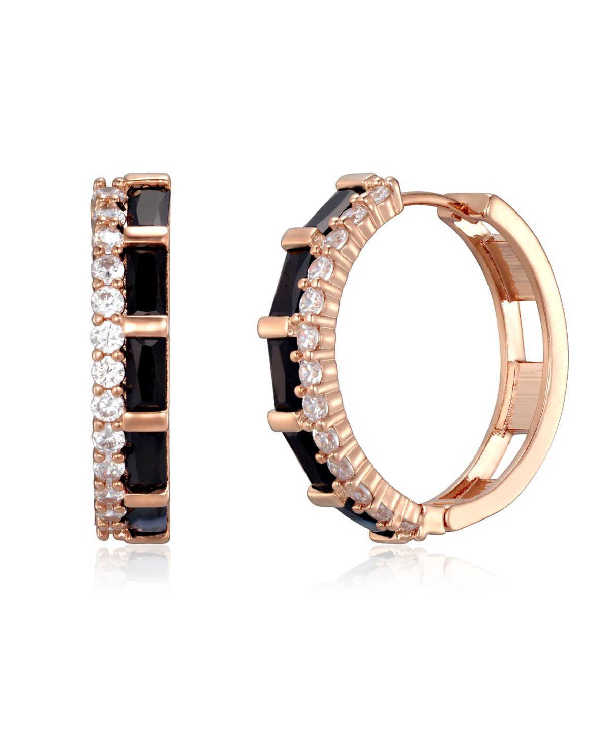 엘르주얼리(ELLEJEWELRY) 14K GF 블랙 화이트 볼드 원터치 링 귀걸이 ELGPEE592