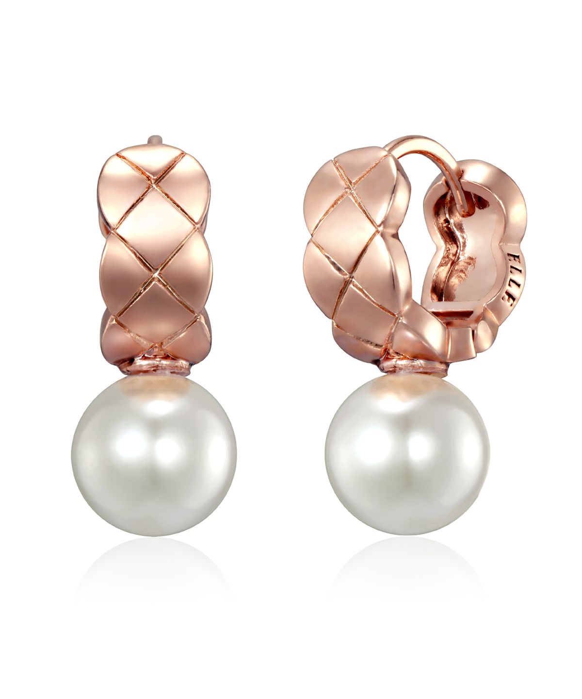 엘르주얼리(ELLEJEWELRY) 14K GF 코코 퀼팅 원터치 진주 귀걸이 ELGPEE588