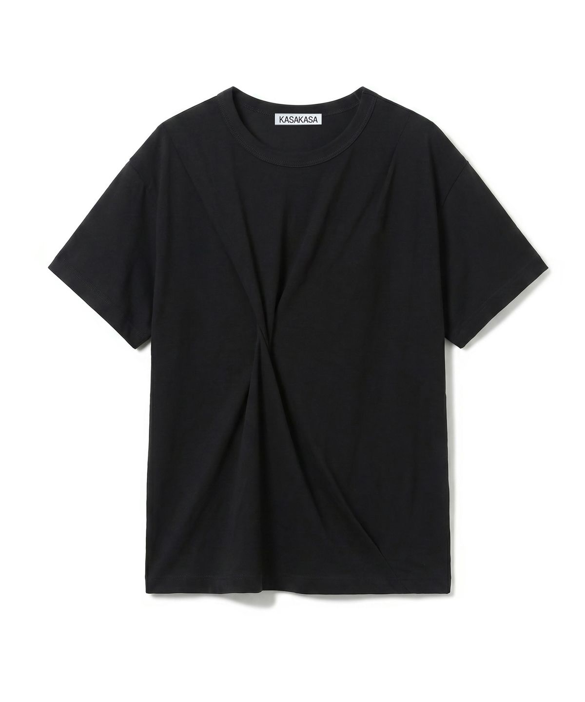 카사카사(KASAKASA) Black Asym Draped T-Shirt