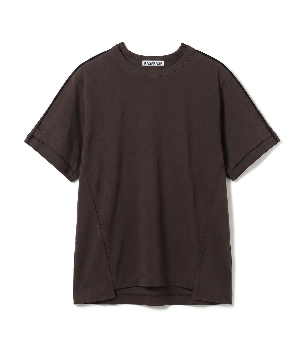 카사카사(KASAKASA) Brown Shifted Line T-Shirt