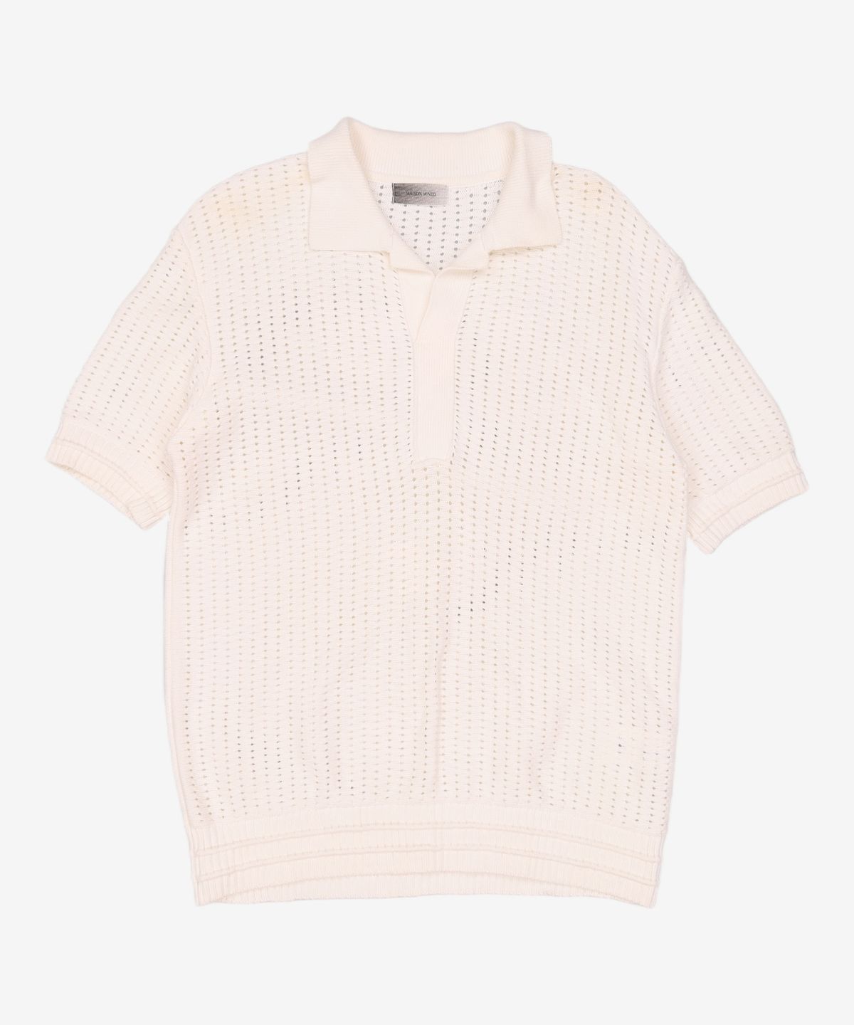 메종미네드(MAISON MINED) BUTTER CREAM KNIT HALF SHIRTS M