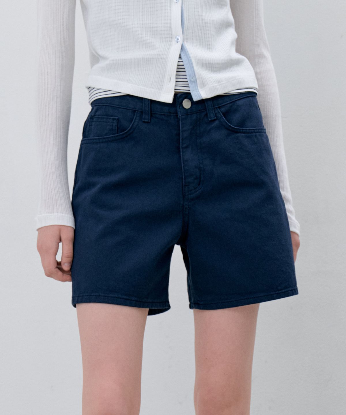 그라스플랜(GRASPLAN) Basic Cotton Shorts_Navy