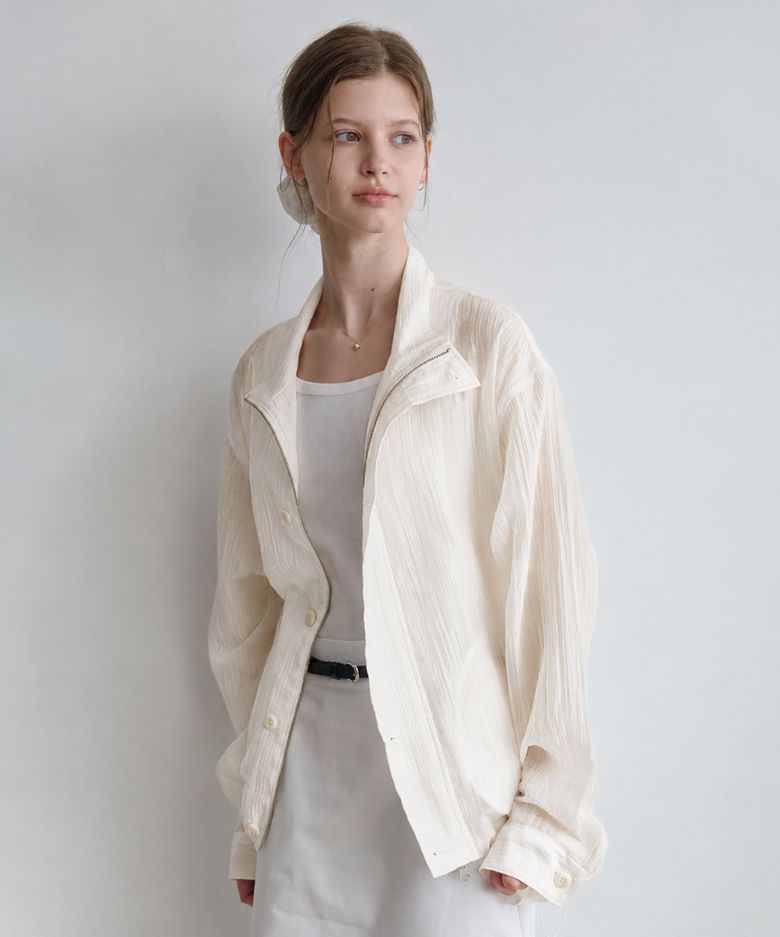 rainy summer button half blouson (ivory)