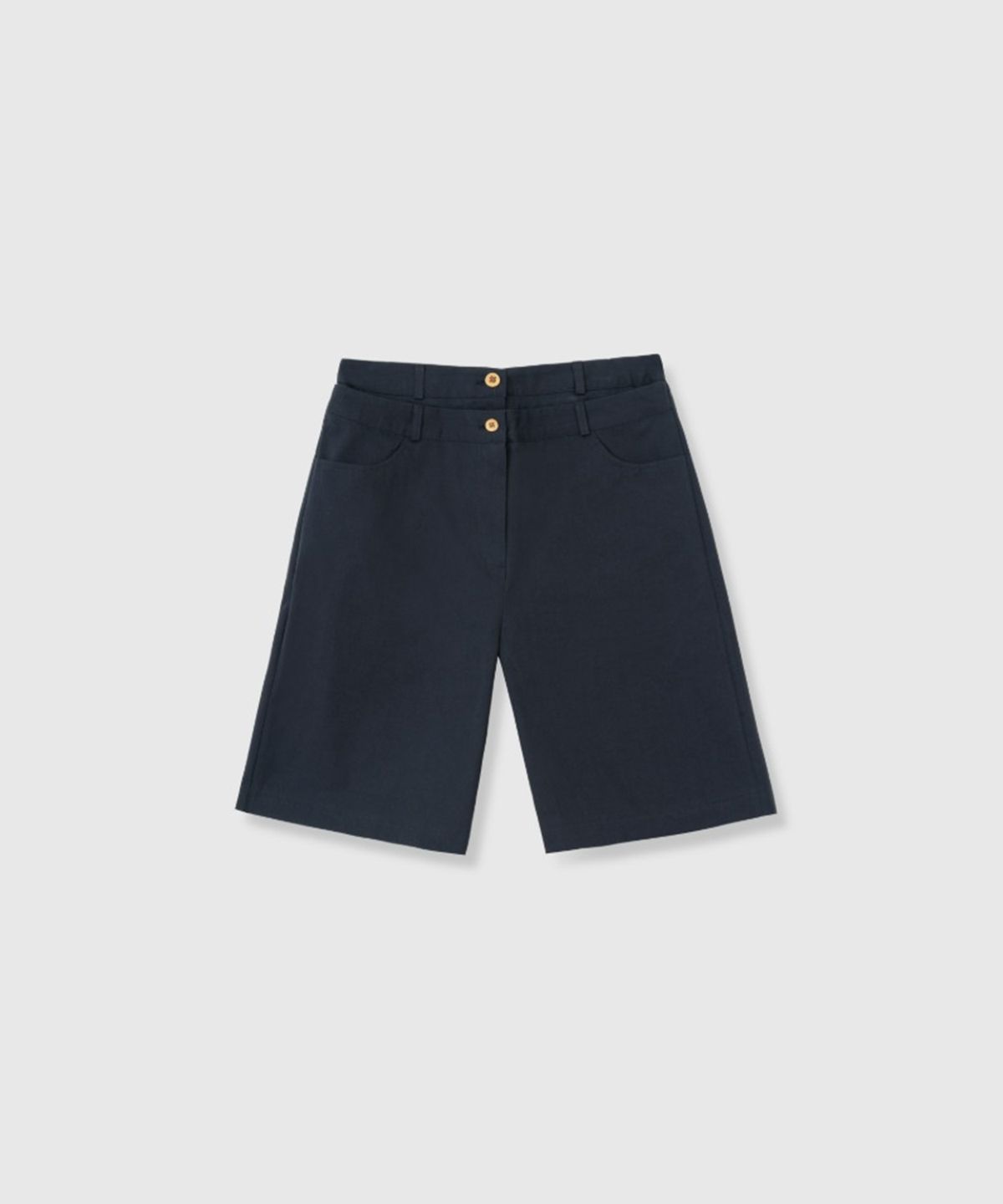니히(NIEEH) Double belt half shorts (Navy)