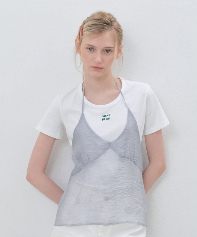 See-through Layer Halter-neck_Lighte Gray