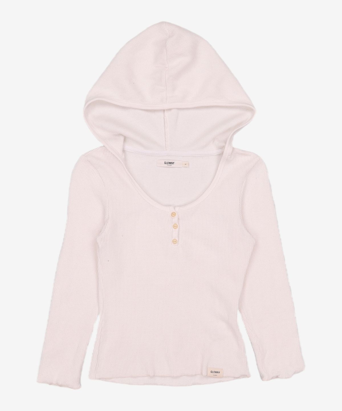 글로니(GLOWNY) 3/4 G WAFFLE BUTTON FLY TEE (WHITE) M