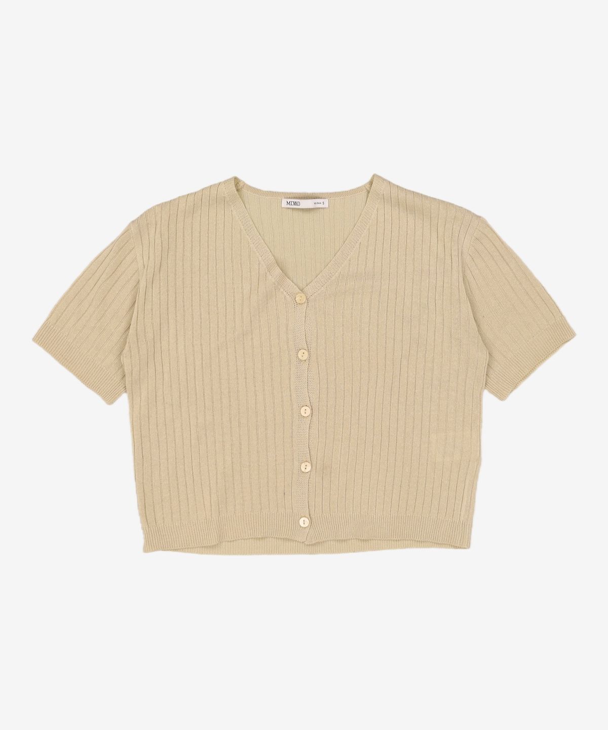 미쏘(MIXXO) 브이넥 골지 반팔 가디건 MIWCKC710T S