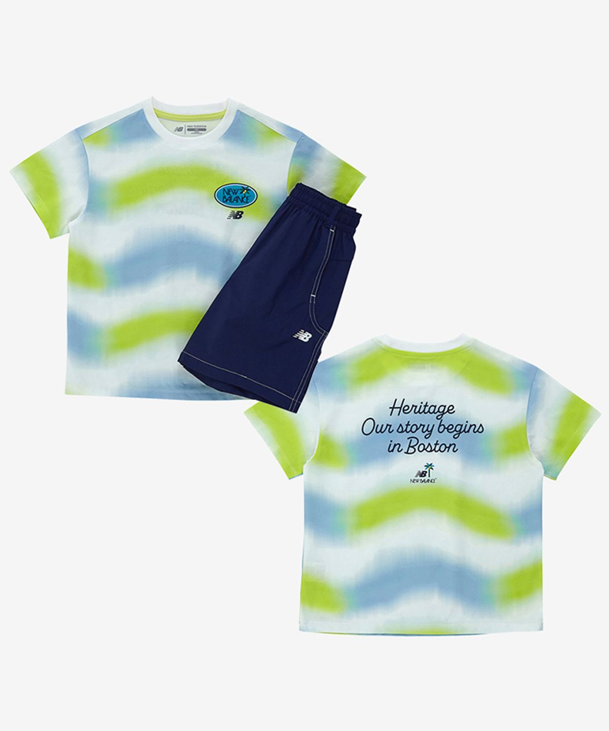 뉴발란스 키즈(NEWBALANCEKIDS) SUMMER WAVE_타이다잉 반팔셋업 NK9YG3972UAH