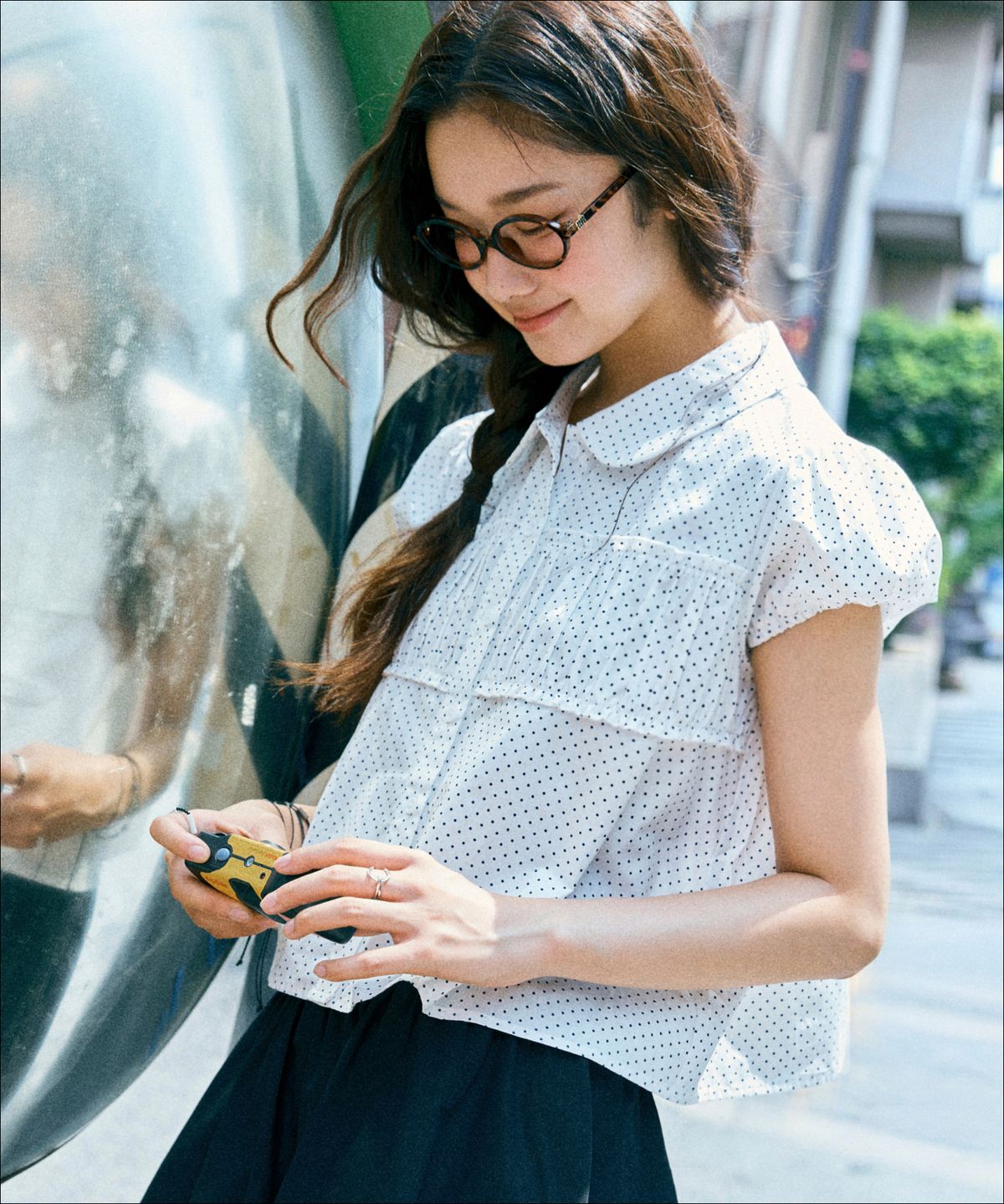 미쏘(MIXXO) 라운드카라 셔링 셔츠_MIWYAG728G