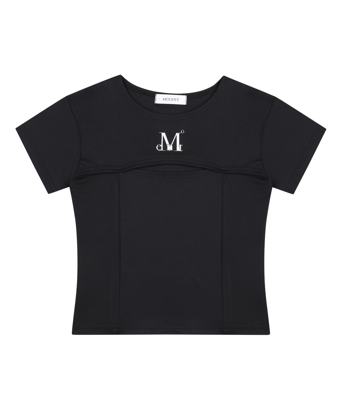 무센트(MUCENT) 브루노 셋업 메탈 로고 컷아웃 레이어드 반팔 티