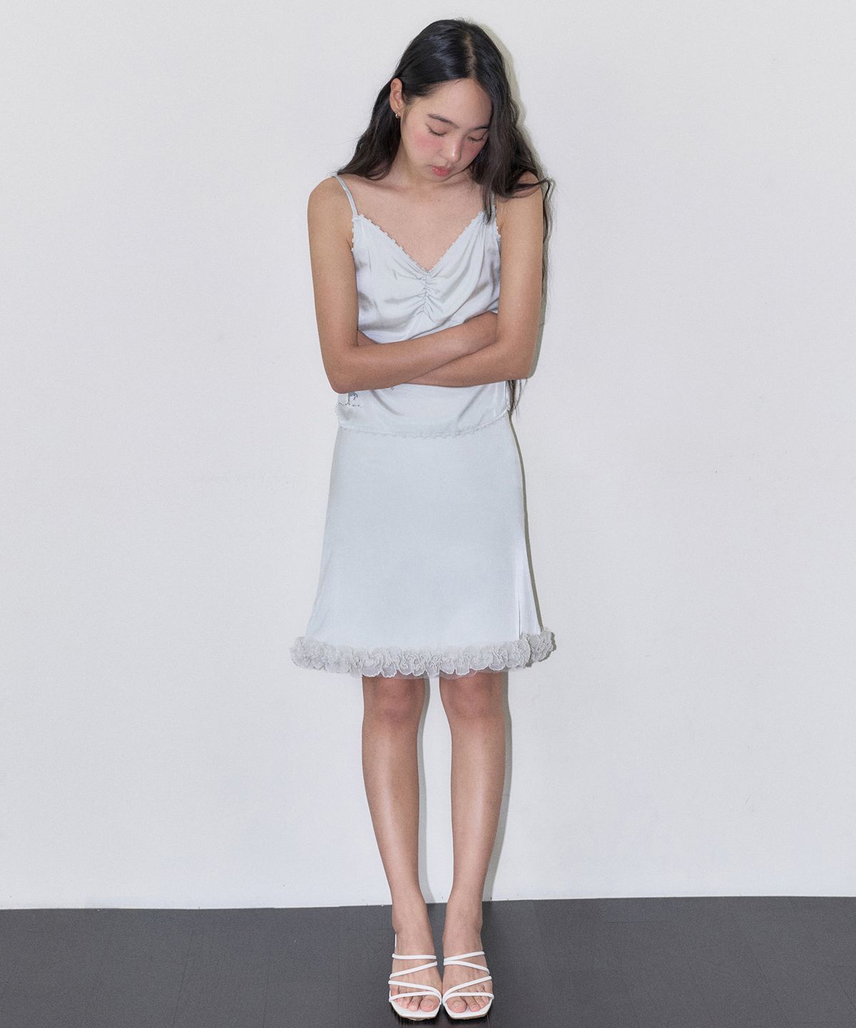 마가린핑거스(MARGARIN FINGERS) DOUBLE LAYER LACE SKIRT (MINT)