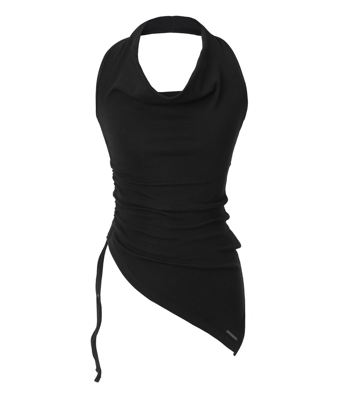 이네기(INEGI) Asymmetric Shirring Halter Top (black)
