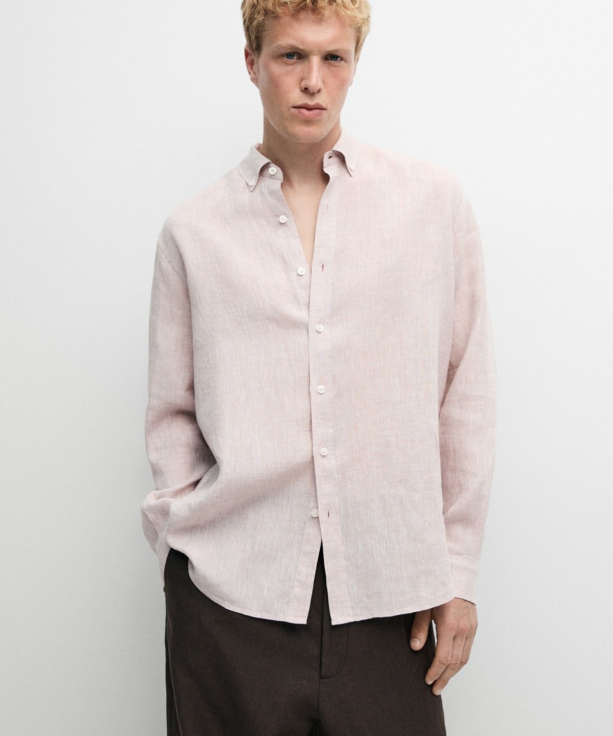 마시모두띠(MASSIMO DUTTI) 100% 린넨 레귤러 핏 셔츠
