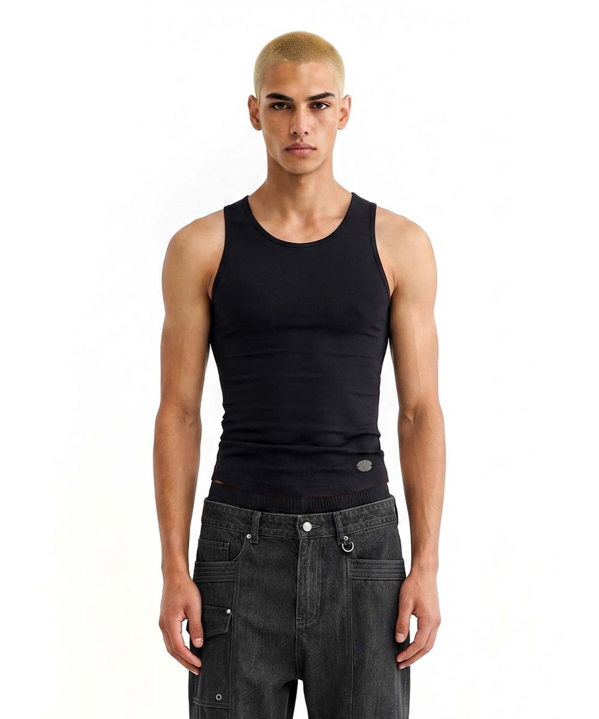 배드블러드(BADBLOOD) Silket Cotton Scoop Neck Tank - Black