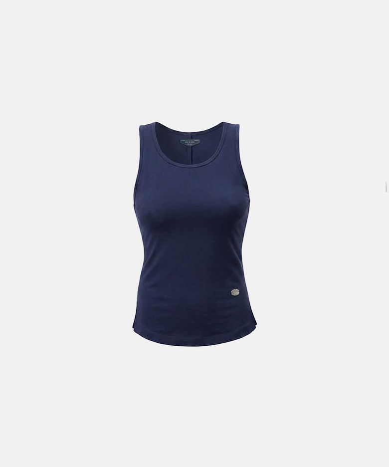 Silket Cotton Scoop Neck Tank - Navy