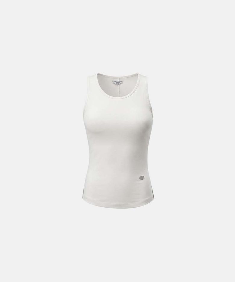 Silket Cotton Scoop Neck Tank - White