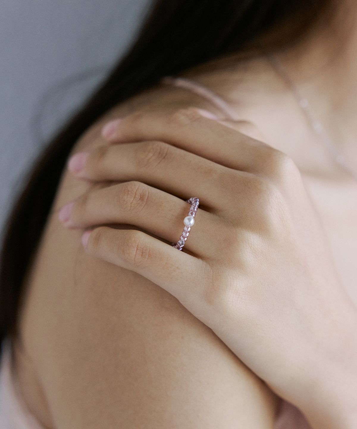 메리모티브(MERRYMOTIVE) Light violet beads ring