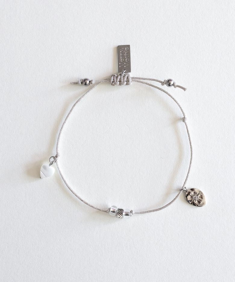 Shining motifs silver string bracelet