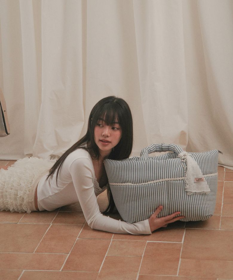 wide bag - stripe blue