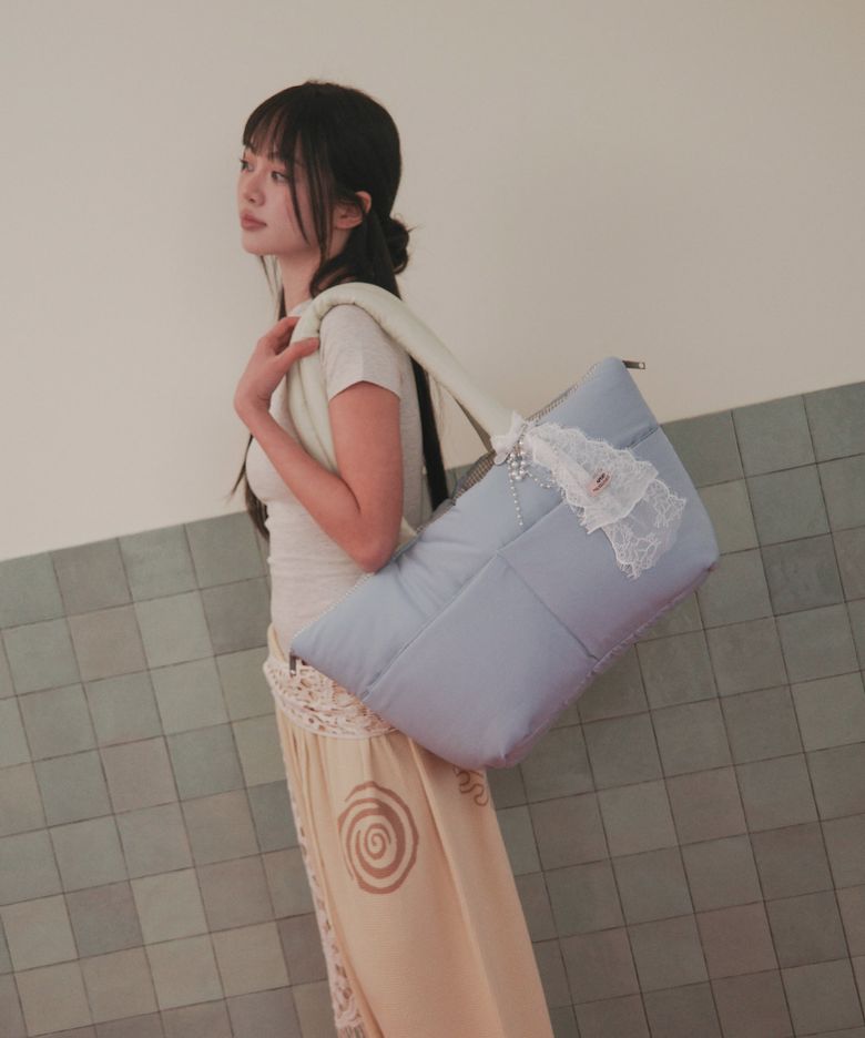 wide bag - green & blue