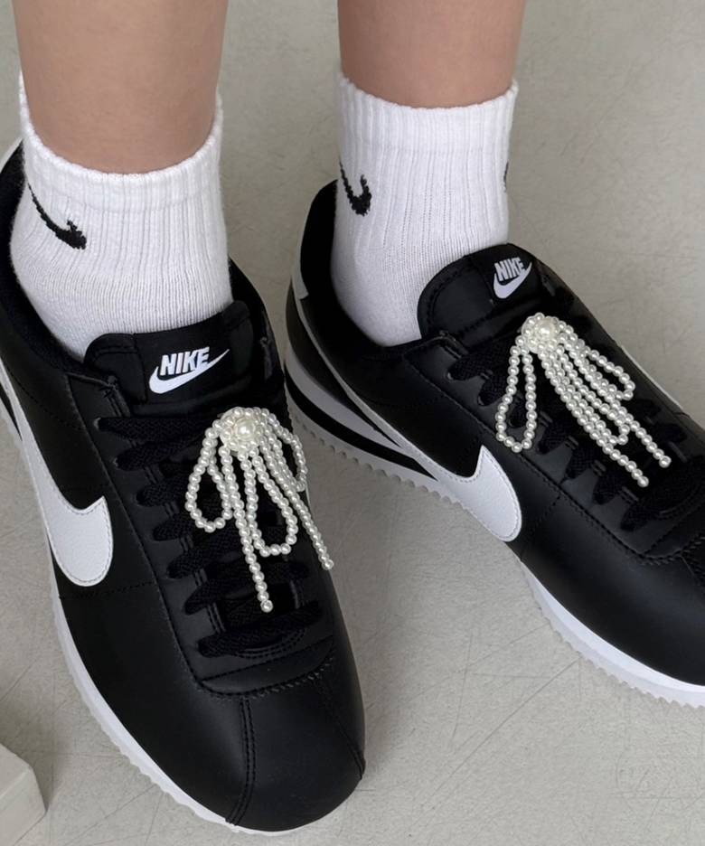 [2piece SET] royal pearl ribbon shoe charm 슈참, 지비츠