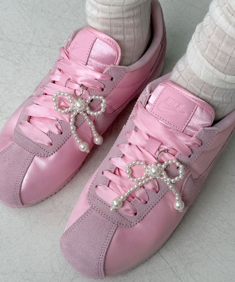 [2piece SET] love pearl ribbon shoe charm 슈참