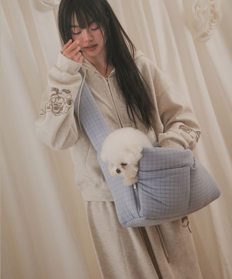 open bag - check blue