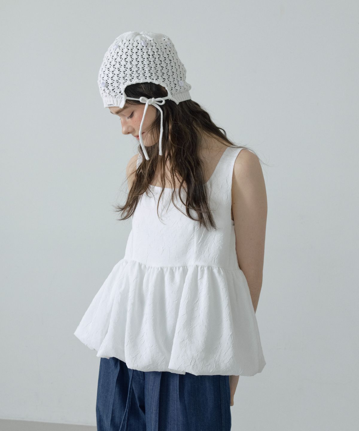 아페이즈(APAISE) [투웨이]Reversible Crinkled Marshmallow Blouse(White)