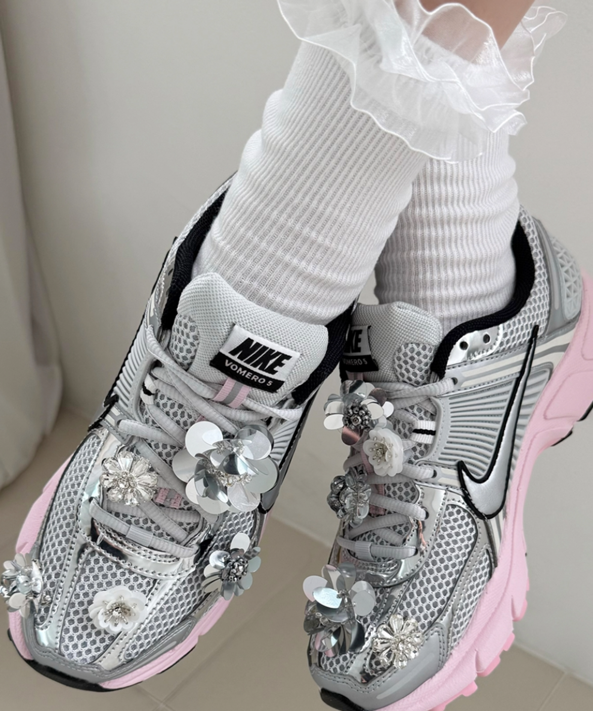 판타스틱 플래닛(FANTASTIC PLANET) [SET] silver beads flower shoe charm 5piece 슈참, 지비츠, 옷핀