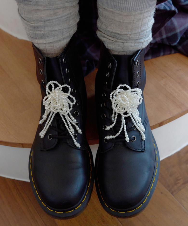 [2piece SET] big flower pearl shoe charm 슈즈 클립, 지비츠