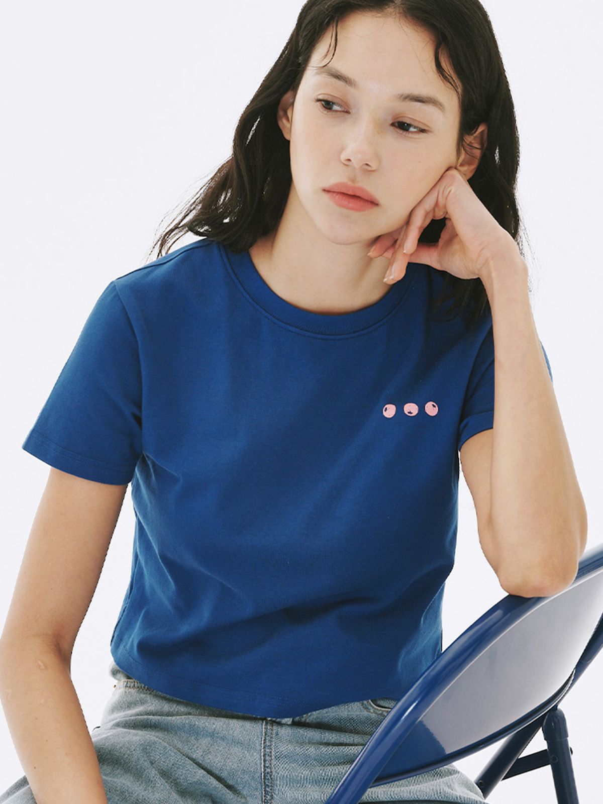 바디블루(BODY BLUE) [SUM;T(숨트:캡내장)] 블루베리 크롭 노브라 반팔티 (4color)