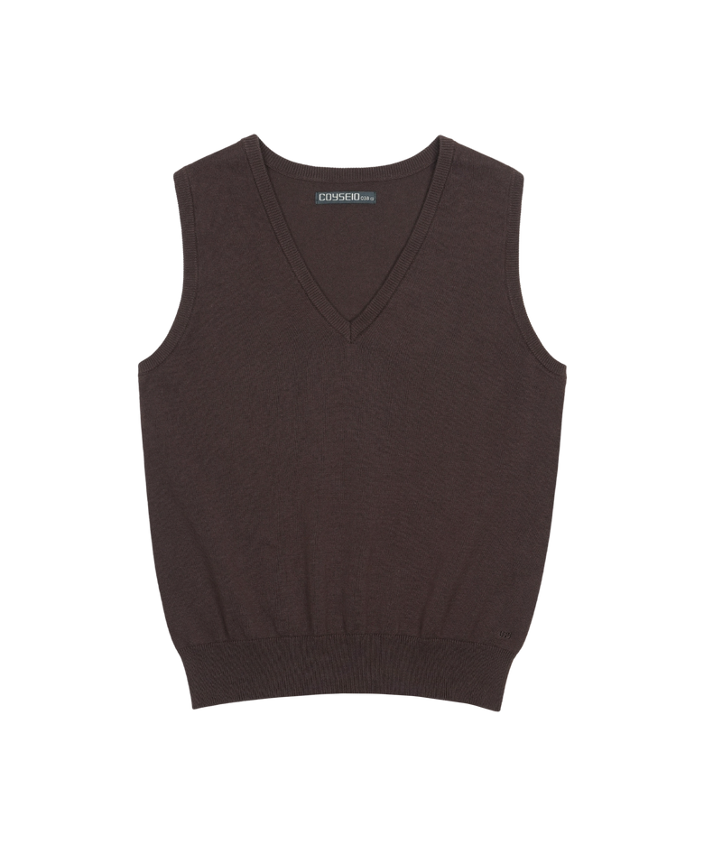 038 V-NECK KNIT VEST BROWN