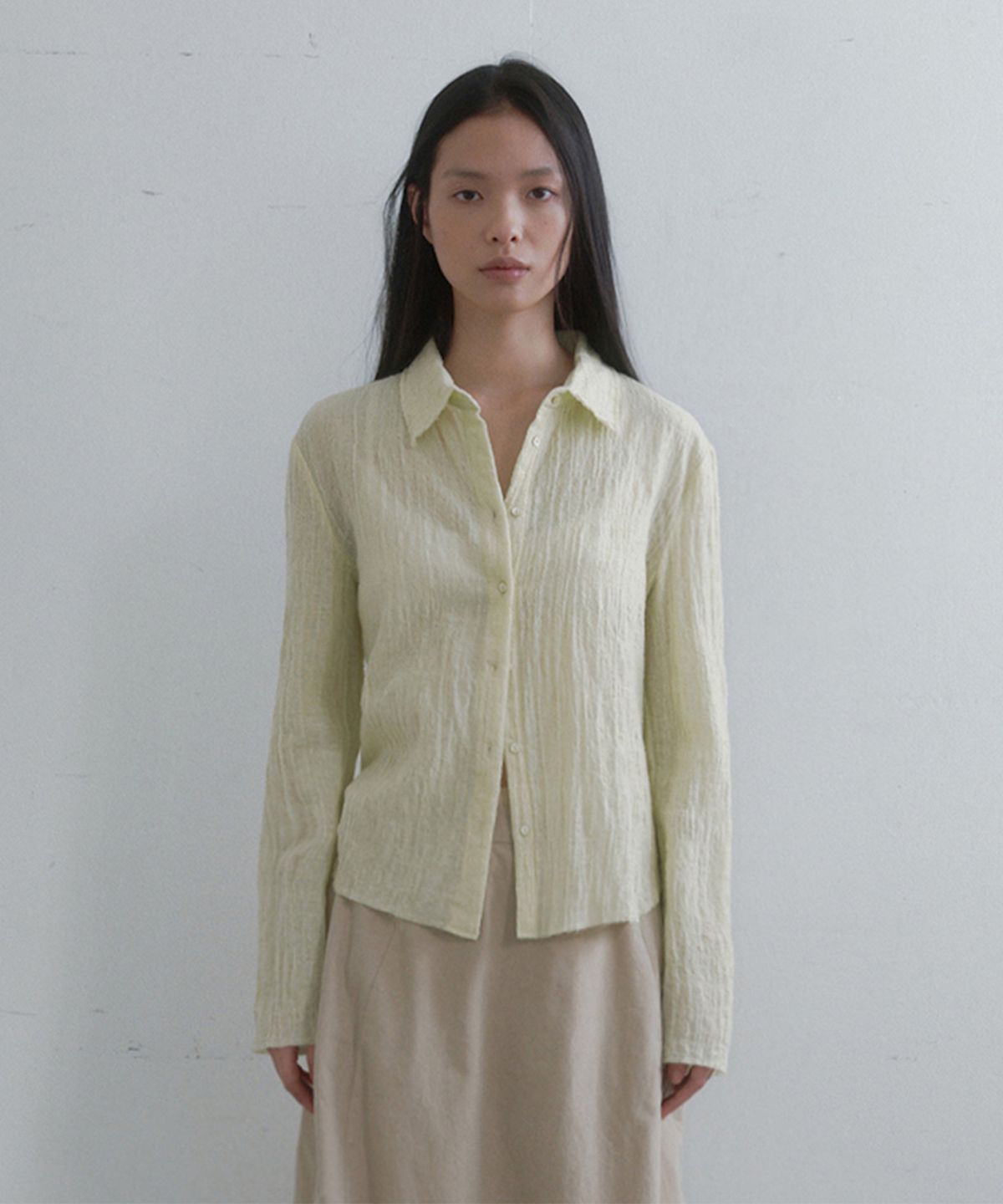 모노크롬(MONOCHROME) rish shirt (lime)