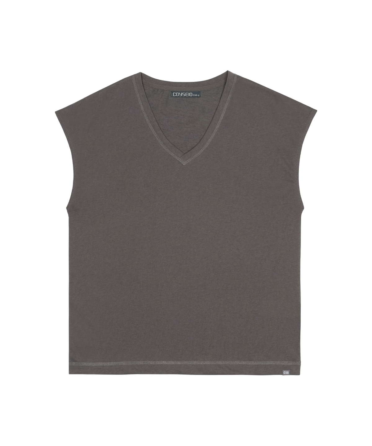 코이세이오 038(COYSEIO 038) 038 V-NECK SLUB T-SHIRT CHARCOAL