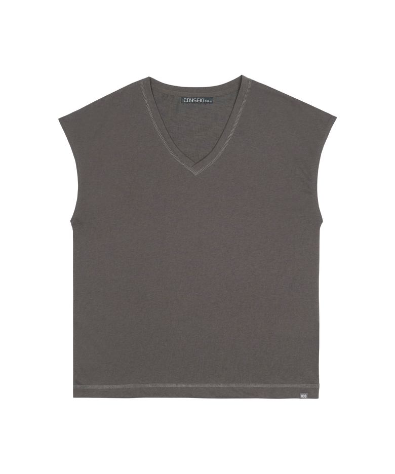 038 V-NECK SLUB T-SHIRT CHARCOAL