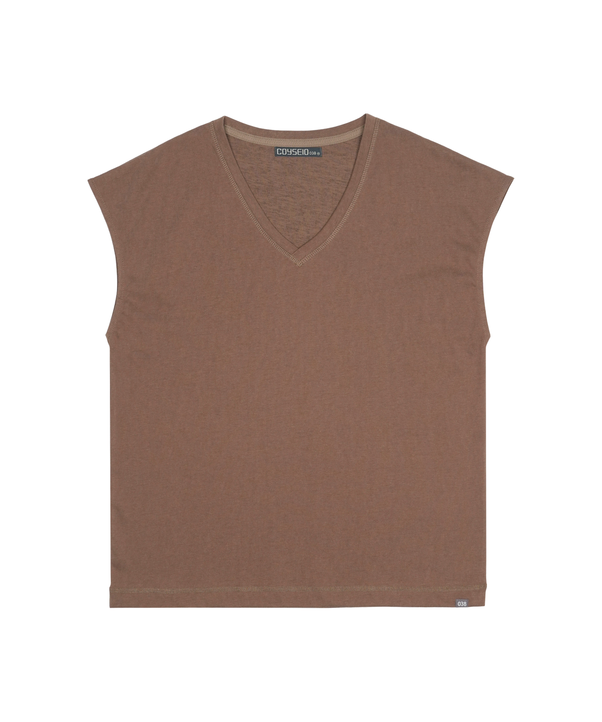 코이세이오 038(COYSEIO 038) 038 V-NECK SLUB T-SHIRT ASH BROWN