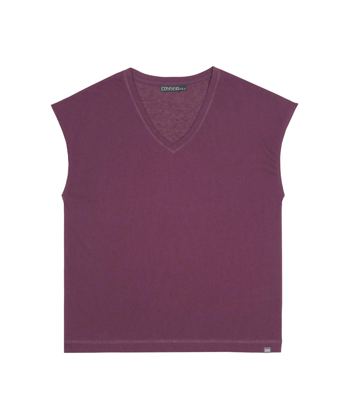 코이세이오 038(COYSEIO 038) 038 V-NECK SLUB T-SHIRT BURGUNDY