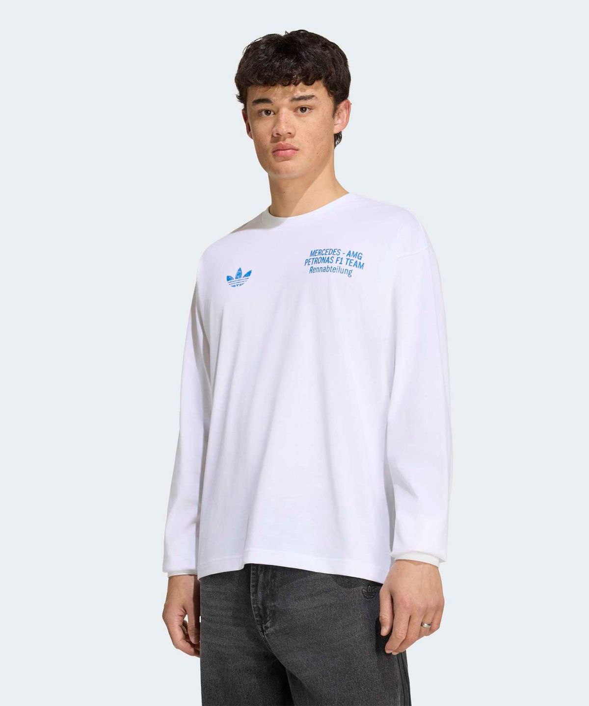 아디다스(ADIDAS) 메르세데스 AMG F1 팀 블루 원더 롱 슬리브 티 - 화이트:블루버드 / KT5131