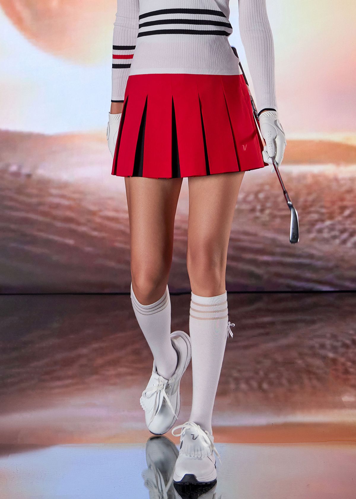 볼빅 골프웨어(VOLVIK GOLFWEAR) 여성 [STD]포인트 맞주름 플리츠 큐롯 VLCUQ291_RE
