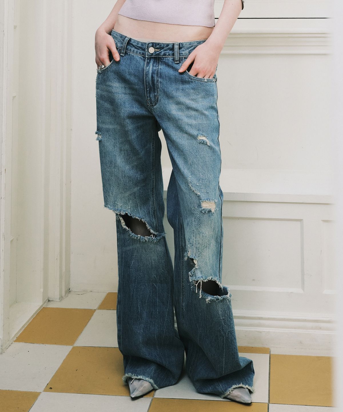 닉앤니콜(NICK&NICOLE) VINTAGE DESTROYED DENIM PANTS_BLUE