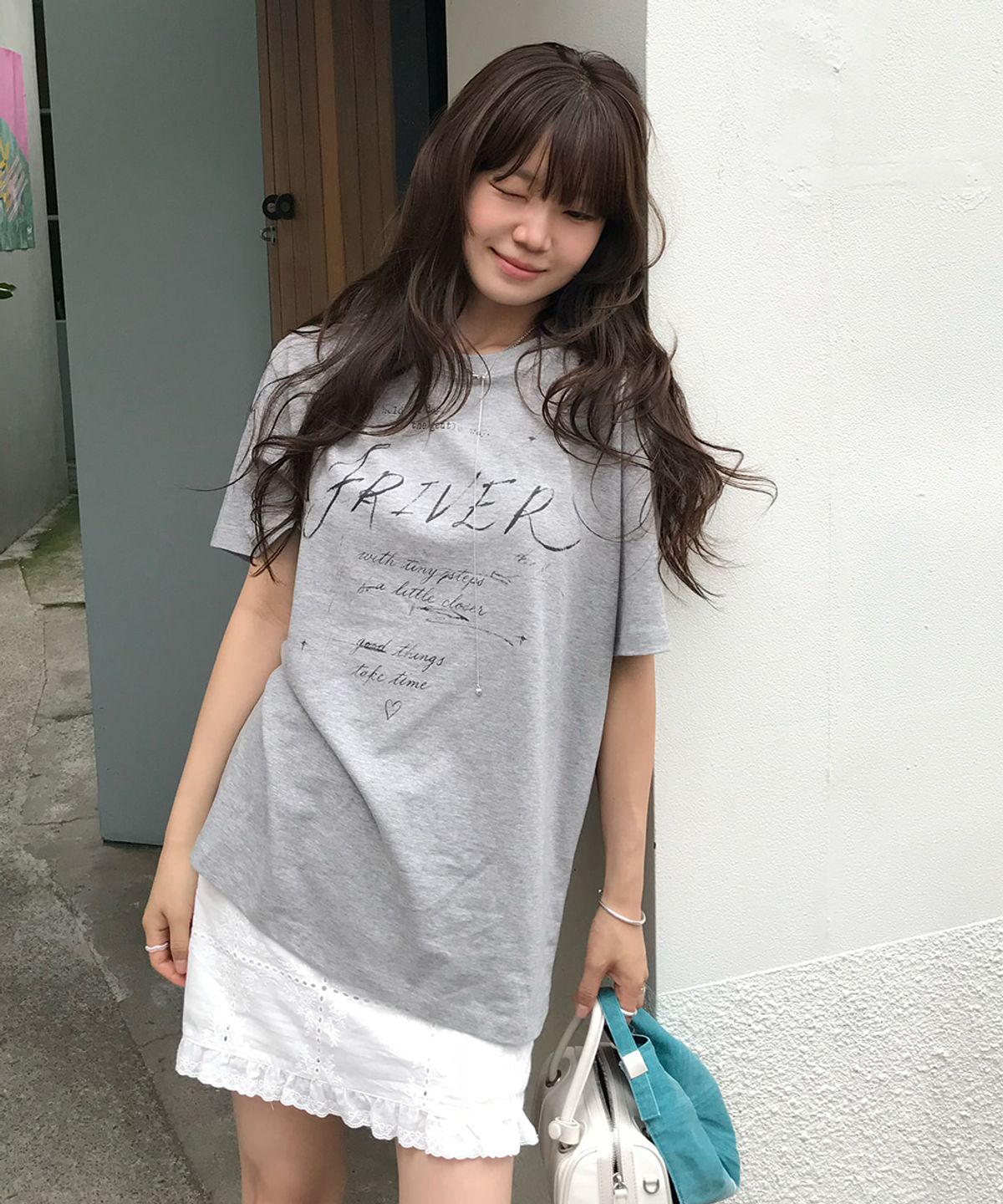 프리버07(FRIVER07) Friver lettering t-shirt [FRSP09TS09]_Gray