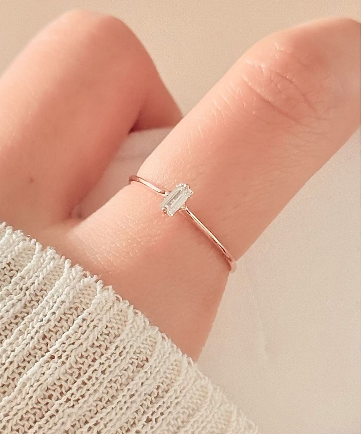 주디엔(JUDIEN) 14k 18k 심플 바게트 랩다이아 실반지
