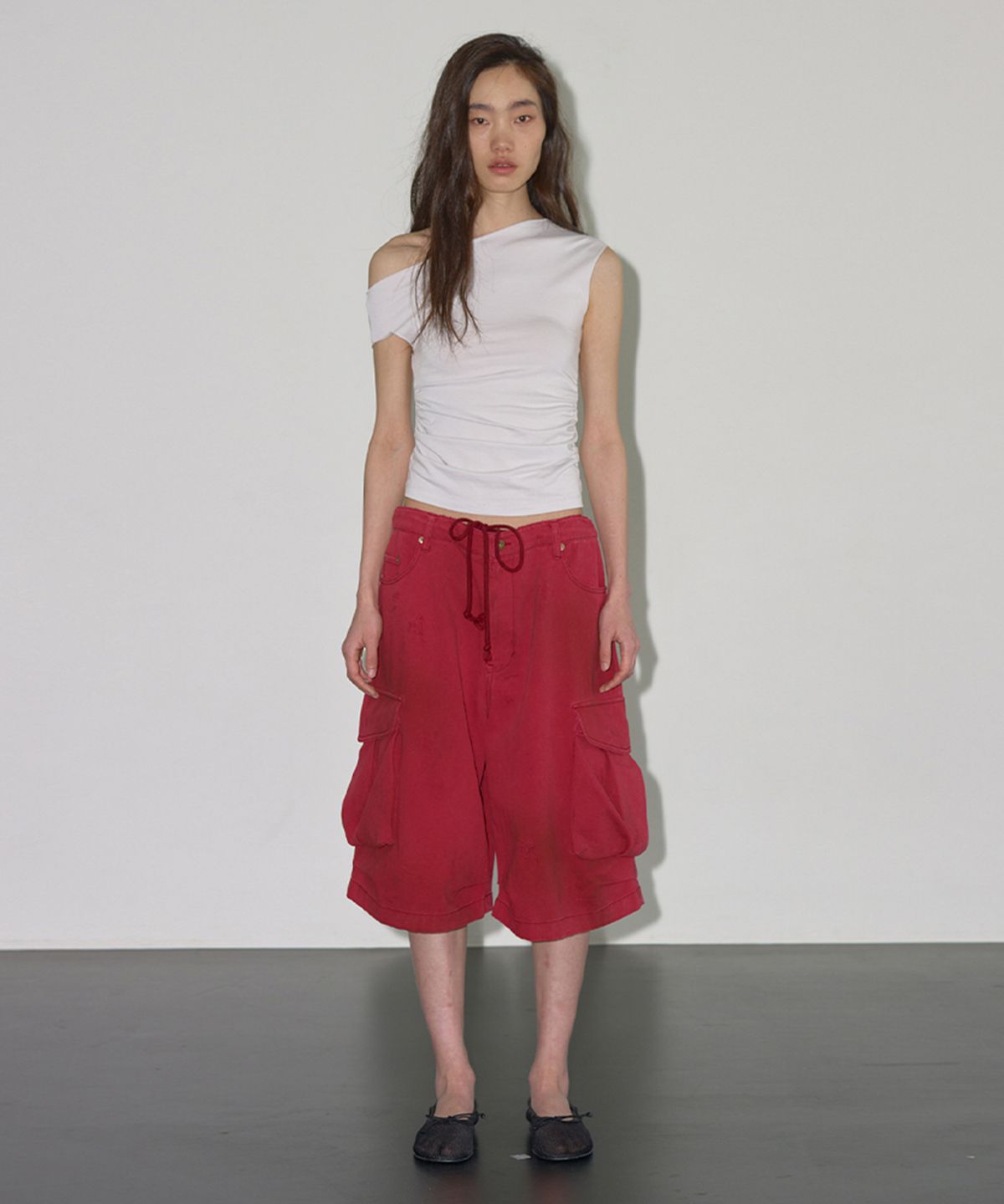 에스이오(s/e/o) DIRTY WASHED CARGO SHORTS RED