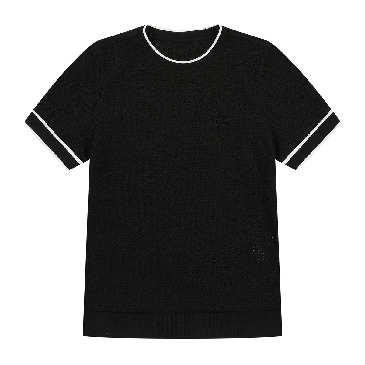 볼빅 골프웨어(VOLVIK GOLFWEAR) 여성 골프 조직 라운드 반팔 티셔츠 VLTSP306_BK